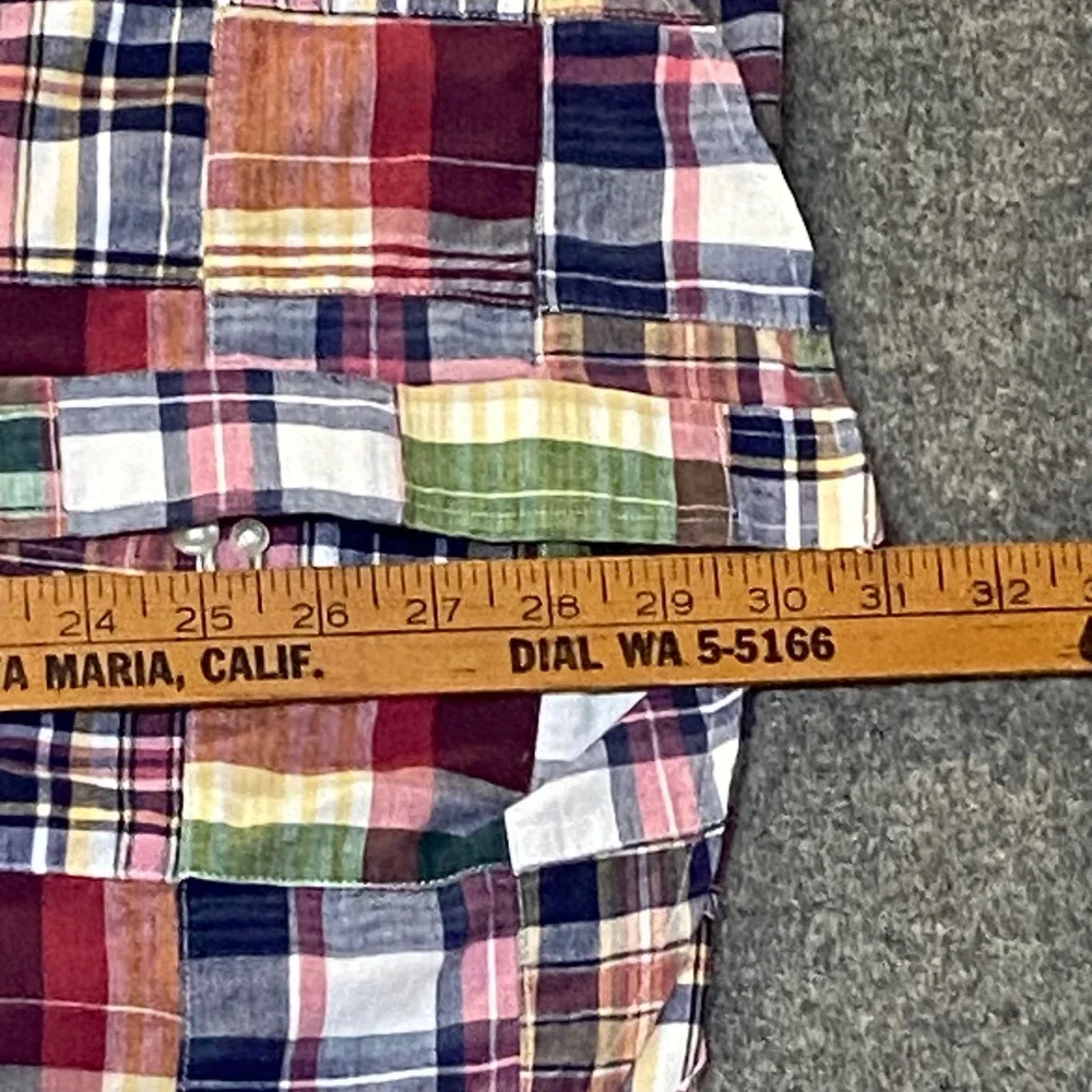 Bay Hill Collection Patchwork Button Down Men Medium Short Sleeve Plaid - Picture 8 of 9
